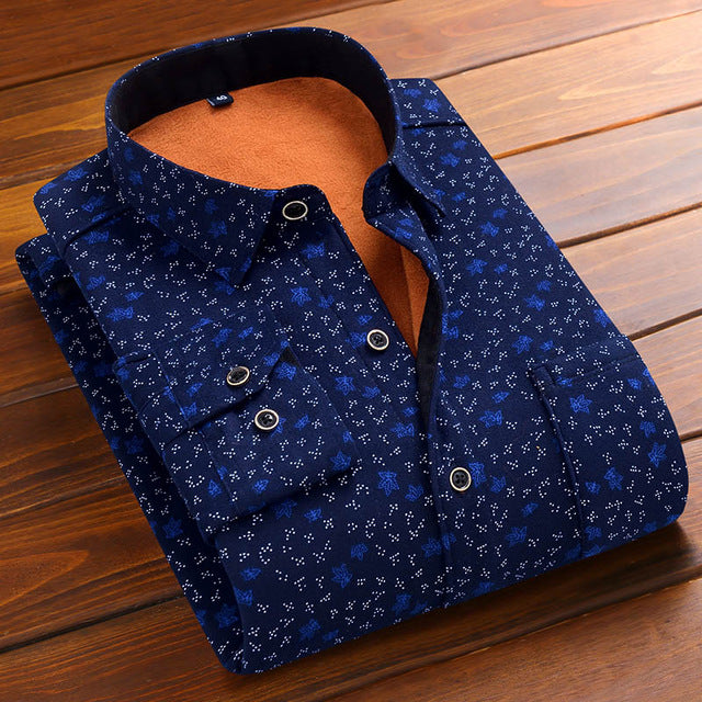 Aoliwen 2019 Fashion Men's Slim Shirts Autumn And Winter Thickening Warm Plaid 24 Colors Male Social Shirt Clothing Size M-5Xl