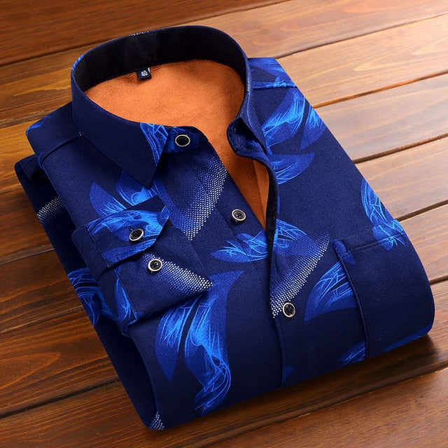 Aoliwen 2019 Fashion Men's Slim Shirts Autumn And Winter Thickening Warm Plaid 24 Colors Male Social Shirt Clothing Size M-5Xl