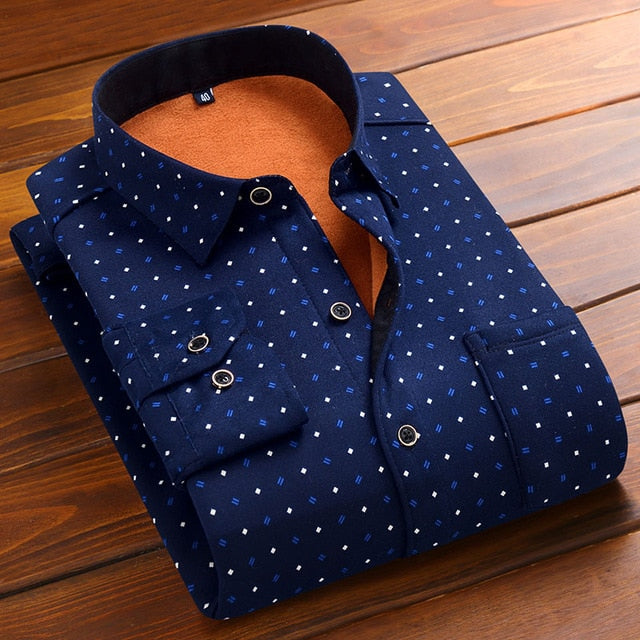 Aoliwen 2019 Fashion Men's Slim Shirts Autumn And Winter Thickening Warm Plaid 24 Colors Male Social Shirt Clothing Size M-5Xl