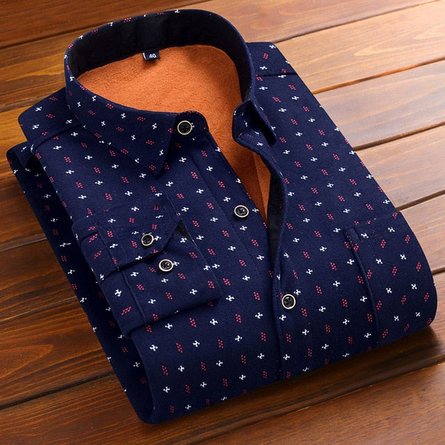 Aoliwen 2019 Fashion Men's Slim Shirts Autumn And Winter Thickening Warm Plaid 24 Colors Male Social Shirt Clothing Size M-5Xl