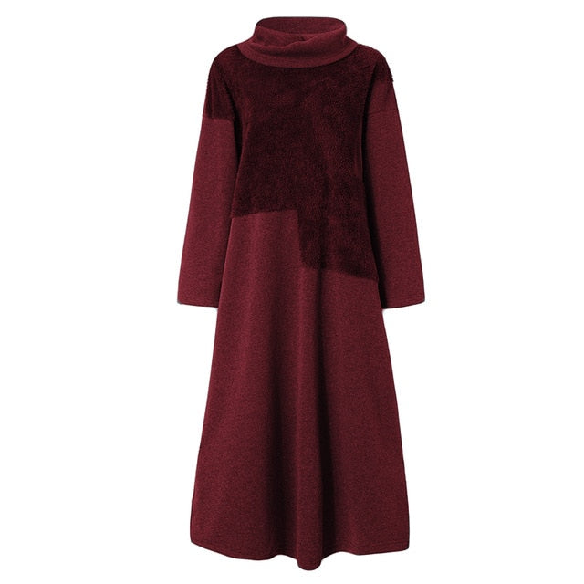 Fashion Women's Autumn Sundress ZANZEA 2019 Lace Patchwork Sweatshirts Dress Female Hoodies Plus Size Maxi Vestidos Pullover 5XL