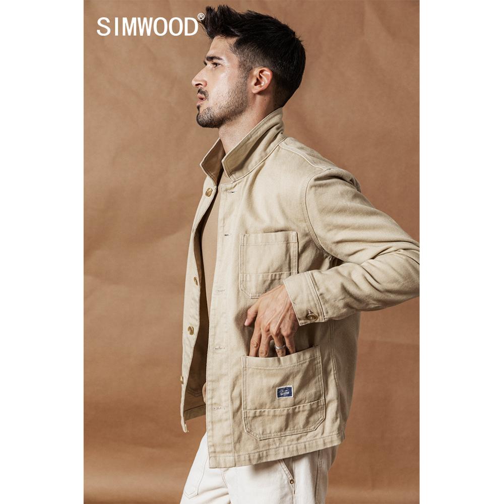 SIMWOOD 2019 Autumn New Cargo Jacket Fashion 100% cotton jackets high quality outwear brand clothing plus size coats SI980592