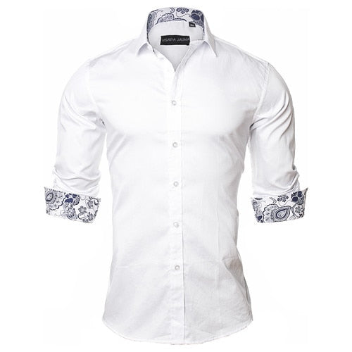 VISADA JAUNA Men's Shirt 2019 Fashion Casual Long Sleeve Solid 100% Cotton Slim Fit Dress Business Shirts Men Brand Clothing 5XL