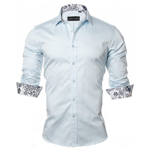 VISADA JAUNA Men's Shirt 2019 Fashion Casual Long Sleeve Solid 100% Cotton Slim Fit Dress Business Shirts Men Brand Clothing 5XL
