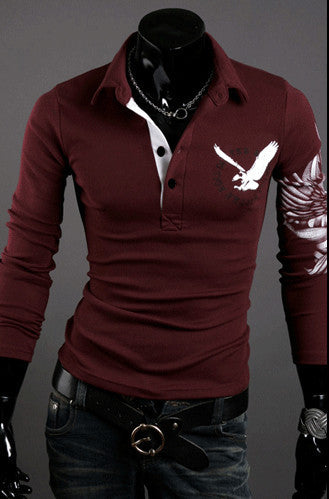 Men's T Shirt 2019 Fashion Brand Clothing Eagle Printed T Shirt Men Casual Long Sleeve Kpop Men Hip Hop Funny T Shirts Tops Tees