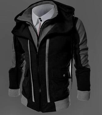 Fashion Brand Casual Men's Hoodies Sweatshirts Slim Fit Men Streetwear Double Zipper Jacket Men's Clothing Black