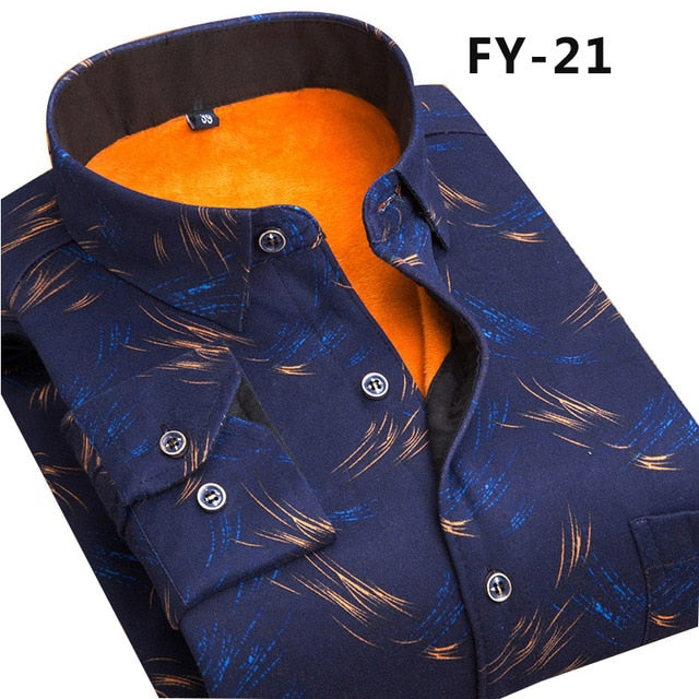 Aoliwen 2019 Fashion Men's Slim Shirts Autumn And Winter Thickening Warm Plaid 24 Colors Male Social Shirt Clothing Size M-5Xl